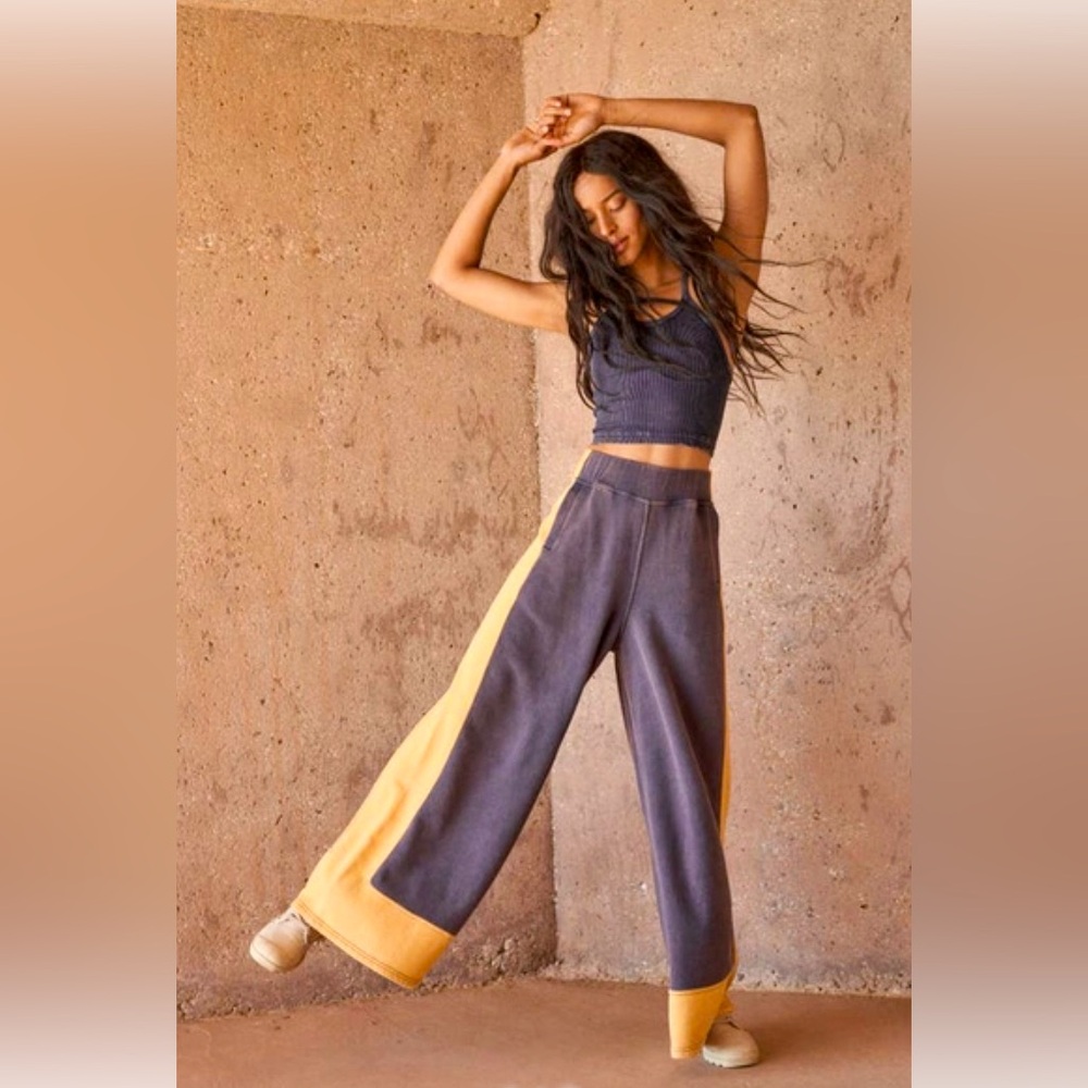 Free People Split Second Pants Navy Combo Size M